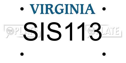 SIS113 Virginia License Plate