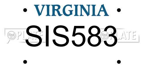 SIS583 Virginia License Plate