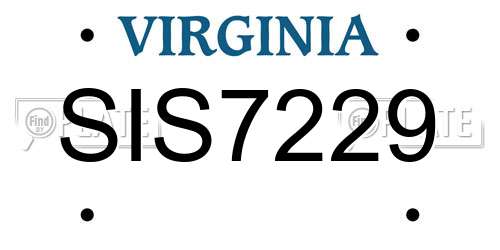 SIS7229 Virginia License Plate
