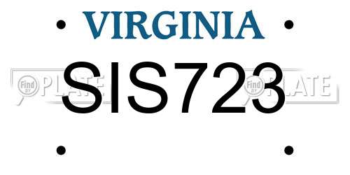 SIS723 Virginia License Plate