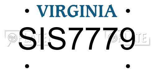 SIS7779 Virginia License Plate