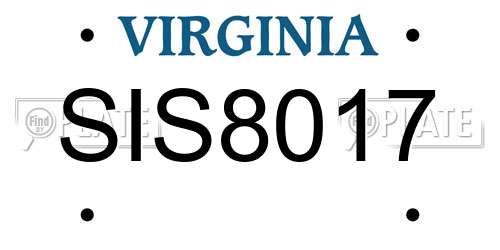 SIS8017 Virginia License Plate