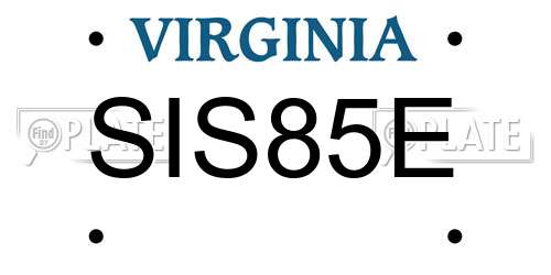 SIS85E Virginia License Plate