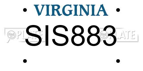 SIS883 Virginia License Plate