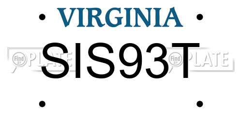 SIS93T Virginia License Plate
