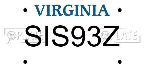 SIS93Z Virginia License Plate