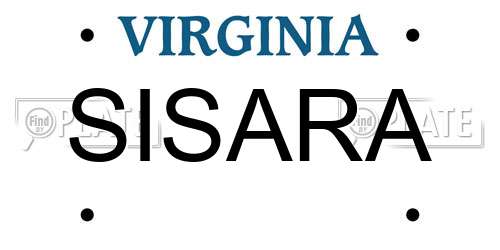 SISARA Virginia License Plate