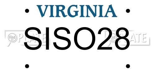 SISO28 Virginia License Plate
