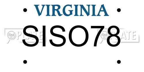 SISO78 Virginia License Plate