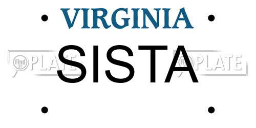 SISTA Virginia License Plate