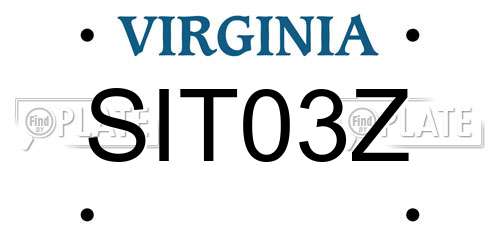 SIT03Z Virginia License Plate