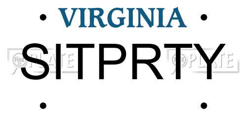 SITPRTY Virginia License Plate