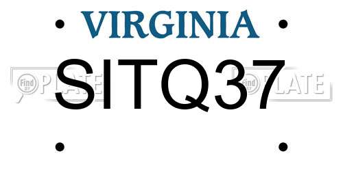 SITQ37 Virginia License Plate