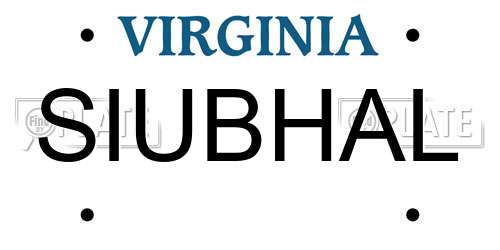 SIUBHAL Virginia License Plate