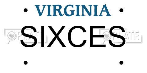SIXCES Virginia License Plate