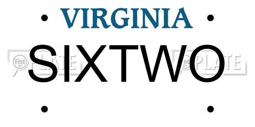 SIXTWO Virginia License Plate