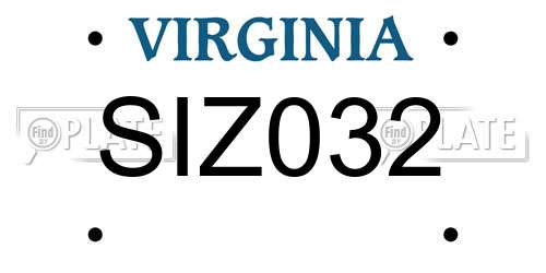 SIZ032 Virginia License Plate