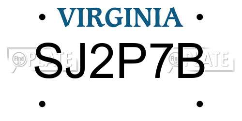 SJ2P7B Virginia License Plate