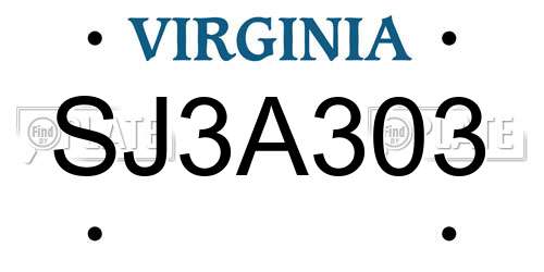 SJ3A303 Virginia License Plate