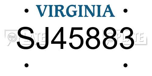 SJ45883 Virginia License Plate