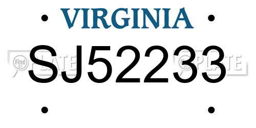 SJ52233 Virginia License Plate