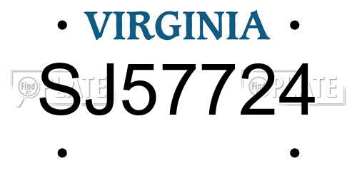 SJ57724 Virginia License Plate
