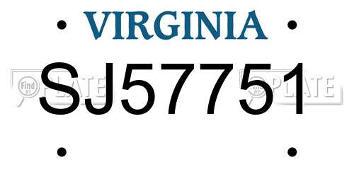 SJ57751 Virginia License Plate