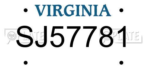 SJ57781 Virginia License Plate
