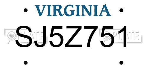 SJ5Z751 Virginia License Plate