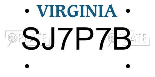 SJ7P7B Virginia License Plate