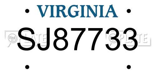 SJ87733 Virginia License Plate