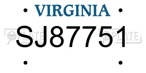 SJ87751 Virginia License Plate