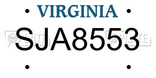 SJA8553 Virginia License Plate