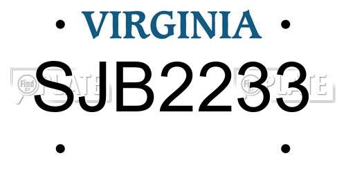 SJB2233 Virginia License Plate