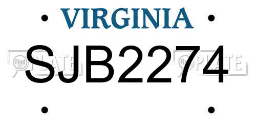 SJB2274 Virginia License Plate