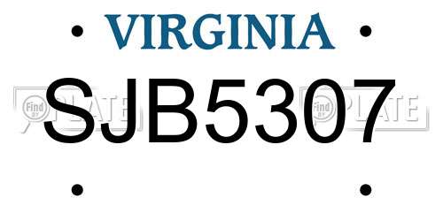SJB5307 Virginia License Plate