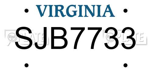 SJB7733 Virginia License Plate
