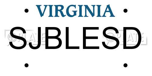 SJBLESD Virginia License Plate