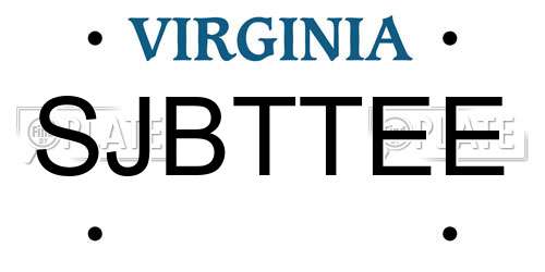 SJBTTEE Virginia License Plate