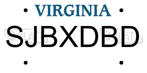 SJBXDBD Virginia License Plate