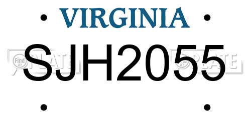 SJH2055 Virginia License Plate