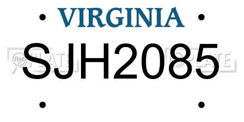 SJH2085 Virginia License Plate