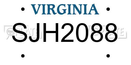 SJH2088 Virginia License Plate