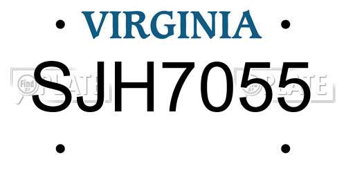 SJH7055 Virginia License Plate