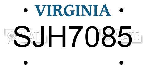 SJH7085 Virginia License Plate