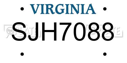 SJH7088 Virginia License Plate