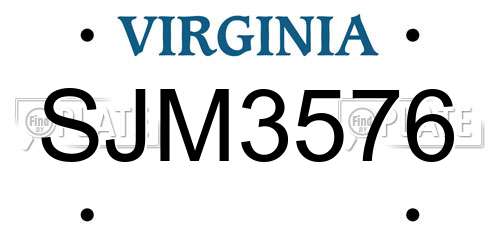 SJM3576 Virginia License Plate