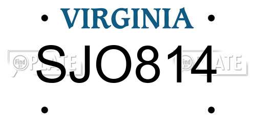 SJO814 Virginia License Plate