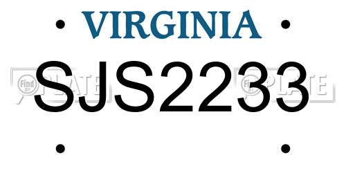 SJS2233 Virginia License Plate
