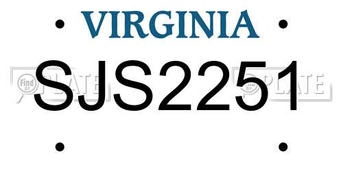 SJS2251 Virginia License Plate